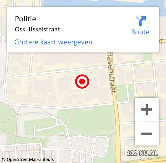 Locatie op kaart van de 112 melding: Politie Oss, IJsselstraat op 10 augustus 2023 11:16