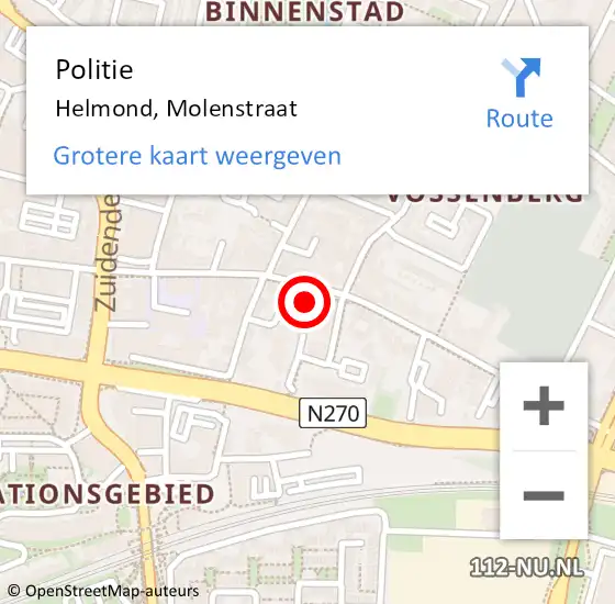 Locatie op kaart van de 112 melding: Politie Helmond, Molenstraat op 10 augustus 2023 11:23