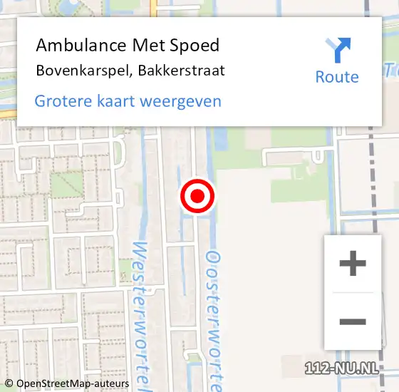 Locatie op kaart van de 112 melding: Ambulance Met Spoed Naar Bovenkarspel, Bakkerstraat op 10 augustus 2023 11:25