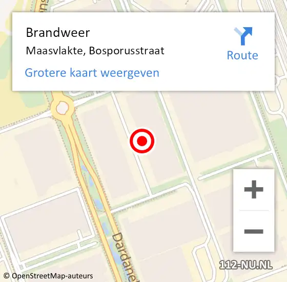 Locatie op kaart van de 112 melding: Brandweer Maasvlakte, Bosporusstraat op 10 augustus 2023 11:34