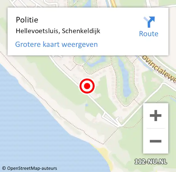 Locatie op kaart van de 112 melding: Politie Hellevoetsluis, Schenkeldijk op 10 augustus 2023 11:37