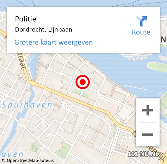 Locatie op kaart van de 112 melding: Politie Dordrecht, Lijnbaan op 10 augustus 2023 11:38