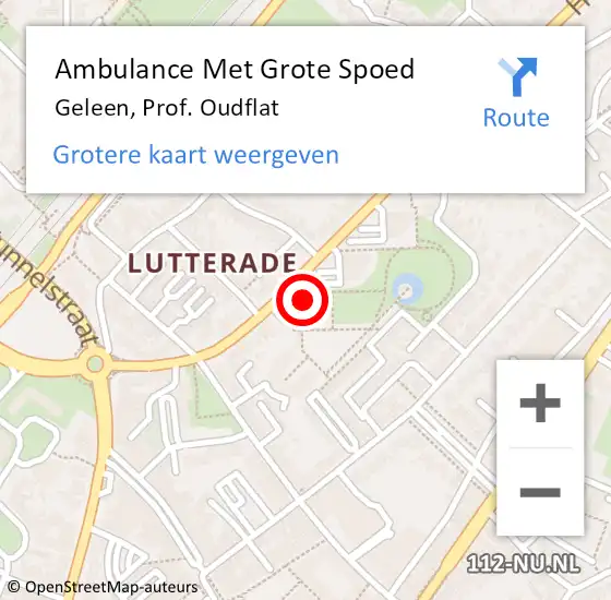 Locatie op kaart van de 112 melding: Ambulance Met Grote Spoed Naar Geleen, Prof. Oudflat op 4 september 2014 12:14