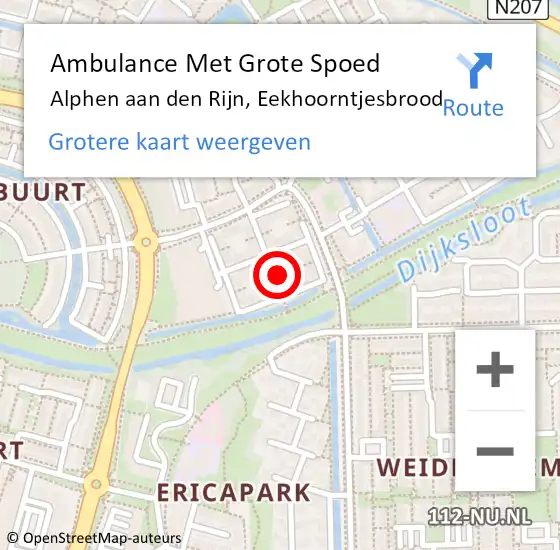 Locatie op kaart van de 112 melding: Ambulance Met Grote Spoed Naar Alphen aan den Rijn, Eekhoorntjesbrood op 10 augustus 2023 11:43