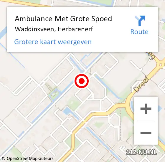 Locatie op kaart van de 112 melding: Ambulance Met Grote Spoed Naar Waddinxveen, Herbarenerf op 13 oktober 2013 15:00