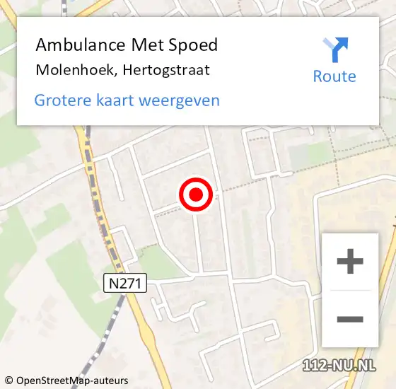 Locatie op kaart van de 112 melding: Ambulance Met Spoed Naar Molenhoek, Hertogstraat op 4 september 2014 12:15