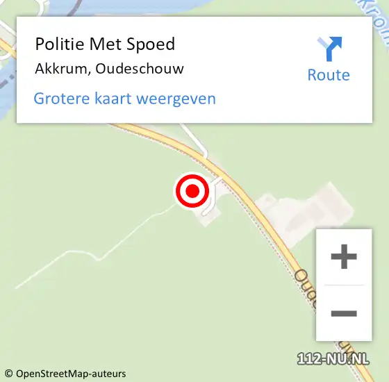 Locatie op kaart van de 112 melding: Politie Met Spoed Naar Akkrum, Oudeschouw op 10 augustus 2023 12:17