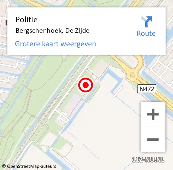 Locatie op kaart van de 112 melding: Politie Bergschenhoek, De Zijde op 10 augustus 2023 12:36