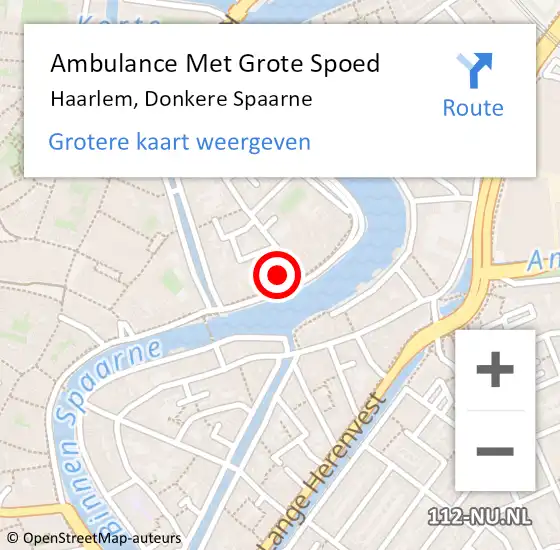 Locatie op kaart van de 112 melding: Ambulance Met Grote Spoed Naar Haarlem, Donkere Spaarne op 10 augustus 2023 12:41