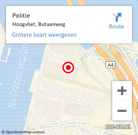 Locatie op kaart van de 112 melding: Politie Hoogvliet, Butaanweg op 10 augustus 2023 12:43