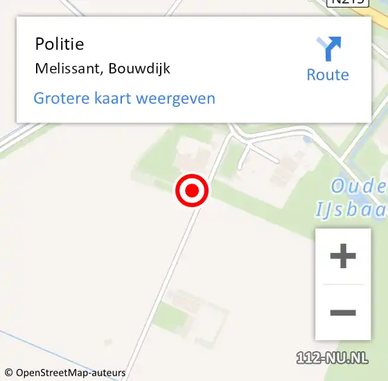 Locatie op kaart van de 112 melding: Politie Melissant, Bouwdijk op 10 augustus 2023 12:48