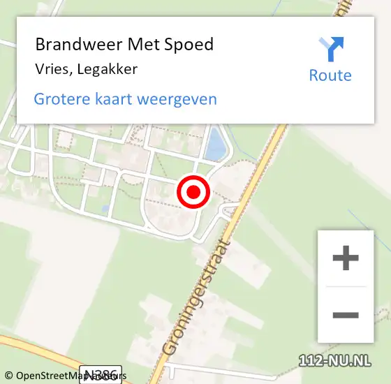 Locatie op kaart van de 112 melding: Brandweer Met Spoed Naar Vries, Legakker op 10 augustus 2023 12:53