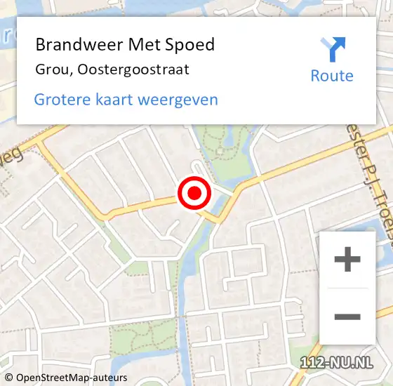 Locatie op kaart van de 112 melding: Brandweer Met Spoed Naar Grou, Oostergoostraat op 10 augustus 2023 12:57