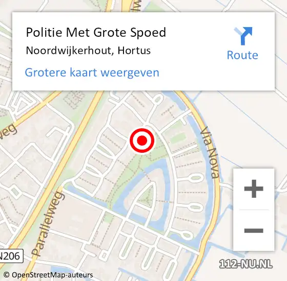 Locatie op kaart van de 112 melding: Politie Met Grote Spoed Naar Noordwijkerhout, Hortus op 10 augustus 2023 12:59