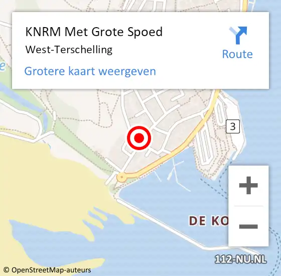 Locatie op kaart van de 112 melding: KNRM Met Grote Spoed Naar West-Terschelling op 10 augustus 2023 13:24