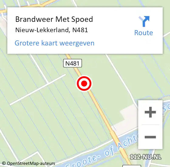 Locatie op kaart van de 112 melding: Brandweer Met Spoed Naar Nieuw-Lekkerland, N481 op 13 oktober 2013 15:00