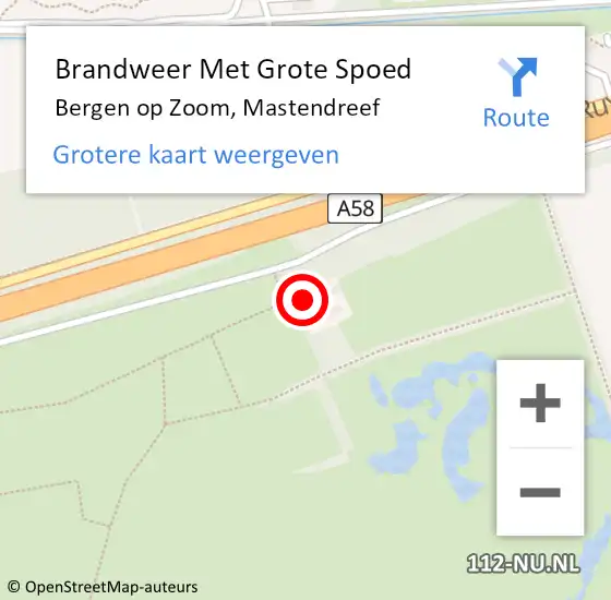 Locatie op kaart van de 112 melding: Brandweer Met Grote Spoed Naar Bergen op Zoom, Mastendreef op 10 augustus 2023 13:41