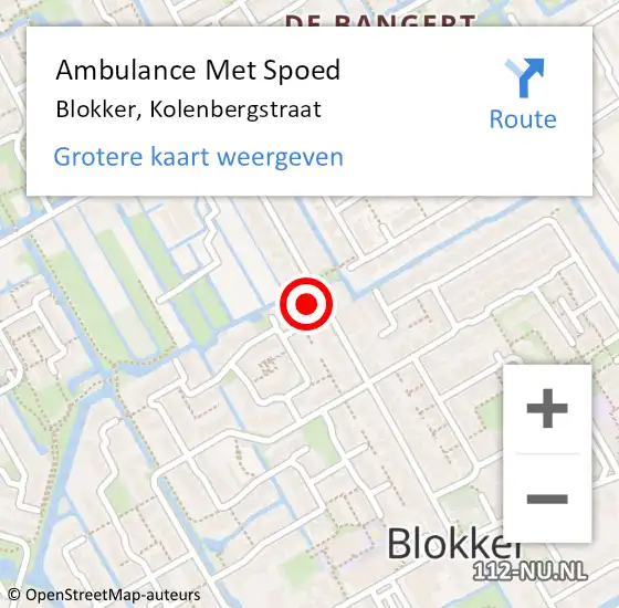 Locatie op kaart van de 112 melding: Ambulance Met Spoed Naar Blokker, Kolenbergstraat op 10 augustus 2023 13:49