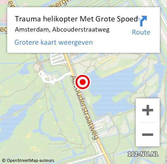 Locatie op kaart van de 112 melding: Trauma helikopter Met Grote Spoed Naar Amsterdam, Abcouderstraatweg op 10 augustus 2023 13:51