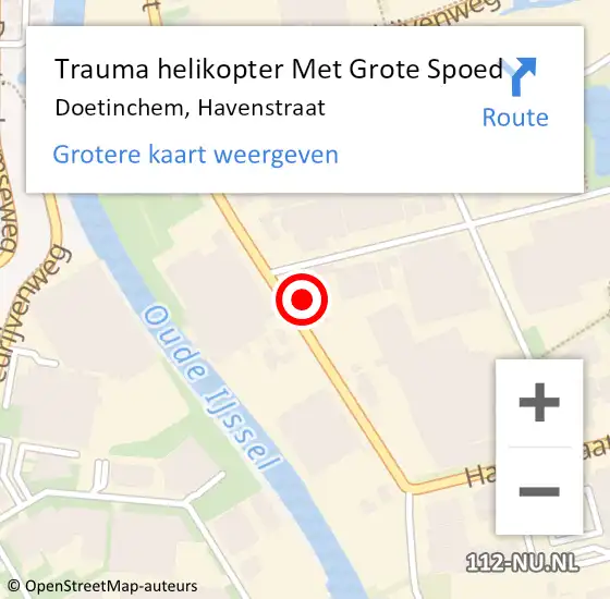 Locatie op kaart van de 112 melding: Trauma helikopter Met Grote Spoed Naar Doetinchem, Havenstraat op 10 augustus 2023 13:56