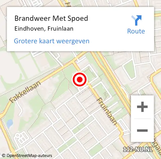 Locatie op kaart van de 112 melding: Brandweer Met Spoed Naar Eindhoven, Fruinlaan op 10 augustus 2023 13:59
