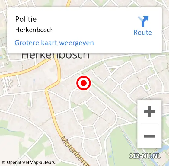 Locatie op kaart van de 112 melding: Politie Herkenbosch op 10 augustus 2023 14:03