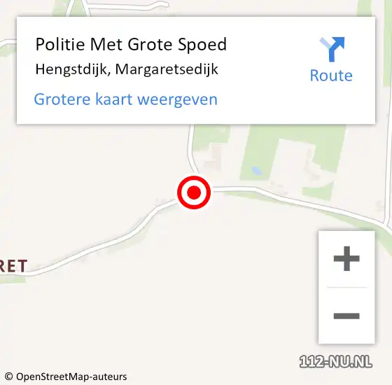 Locatie op kaart van de 112 melding: Politie Met Grote Spoed Naar Hengstdijk, Margaretsedijk op 10 augustus 2023 14:11
