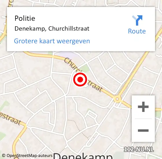 Locatie op kaart van de 112 melding: Politie Denekamp, Churchillstraat op 10 augustus 2023 14:22