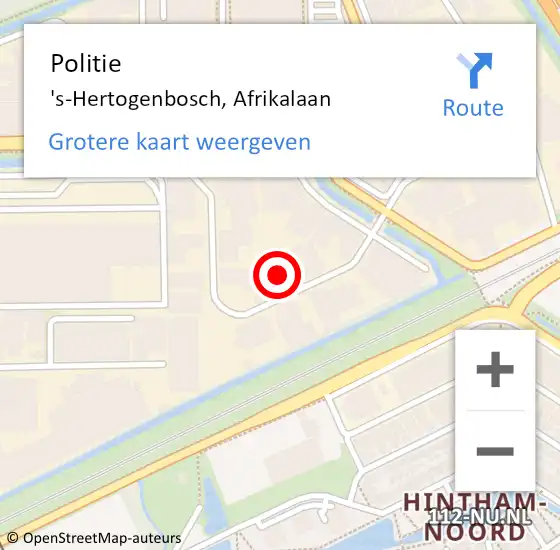 Locatie op kaart van de 112 melding: Politie 's-Hertogenbosch, Afrikalaan op 10 augustus 2023 14:40