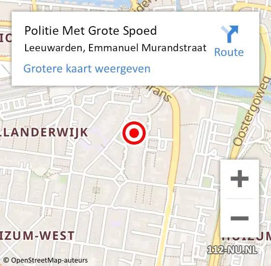 Locatie op kaart van de 112 melding: Politie Met Grote Spoed Naar Leeuwarden, Emmanuel Murandstraat op 10 augustus 2023 14:47