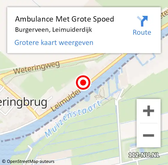 Locatie op kaart van de 112 melding: Ambulance Met Grote Spoed Naar Burgerveen, Leimuiderdijk op 10 augustus 2023 14:57