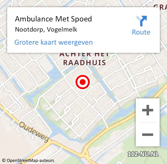 Locatie op kaart van de 112 melding: Ambulance Met Spoed Naar Nootdorp, Vogelmelk op 10 augustus 2023 15:00