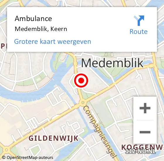 Locatie op kaart van de 112 melding: Ambulance Medemblik, Keern op 10 augustus 2023 15:16