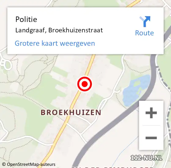 Locatie op kaart van de 112 melding: Politie Landgraaf, Broekhuizenstraat op 10 augustus 2023 15:18