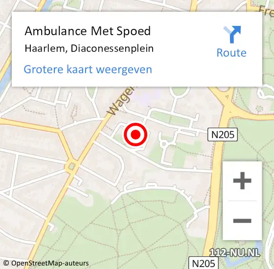 Locatie op kaart van de 112 melding: Ambulance Met Spoed Naar Haarlem, Diaconessenplein op 10 augustus 2023 15:32