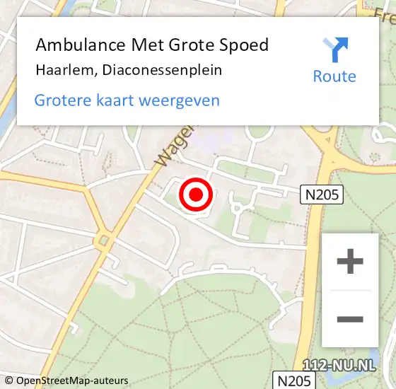 Locatie op kaart van de 112 melding: Ambulance Met Grote Spoed Naar Haarlem, Diaconessenplein op 10 augustus 2023 15:35