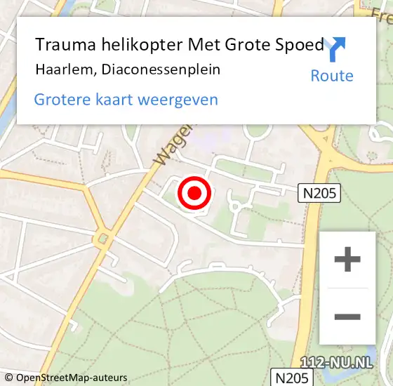 Locatie op kaart van de 112 melding: Trauma helikopter Met Grote Spoed Naar Haarlem, Diaconessenplein op 10 augustus 2023 15:36