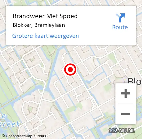 Locatie op kaart van de 112 melding: Brandweer Met Spoed Naar Blokker, Bramleylaan op 10 augustus 2023 15:43