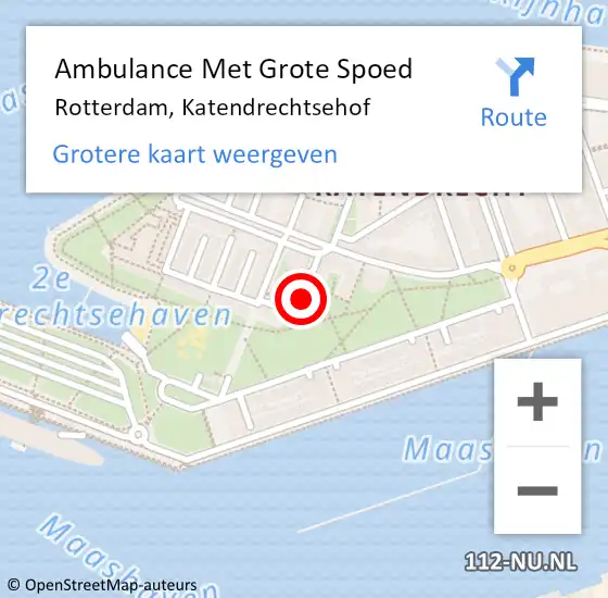 Locatie op kaart van de 112 melding: Ambulance Met Grote Spoed Naar Rotterdam, Katendrechtsehof op 10 augustus 2023 15:55