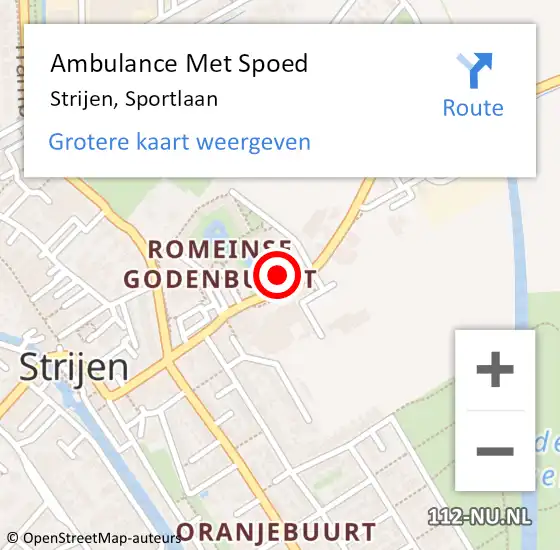 Locatie op kaart van de 112 melding: Ambulance Met Spoed Naar Strijen, Sportlaan op 10 augustus 2023 16:04