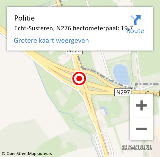 Locatie op kaart van de 112 melding: Politie Echt-Susteren, N276 hectometerpaal: 19,7 op 10 augustus 2023 16:08