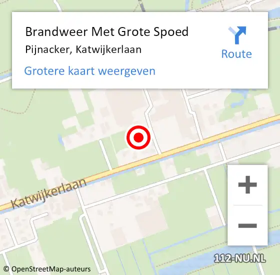 Locatie op kaart van de 112 melding: Brandweer Met Grote Spoed Naar Pijnacker, Katwijkerlaan op 10 augustus 2023 16:29