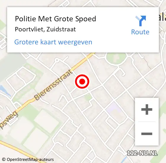Locatie op kaart van de 112 melding: Politie Met Grote Spoed Naar Poortvliet, Zuidstraat op 10 augustus 2023 16:38