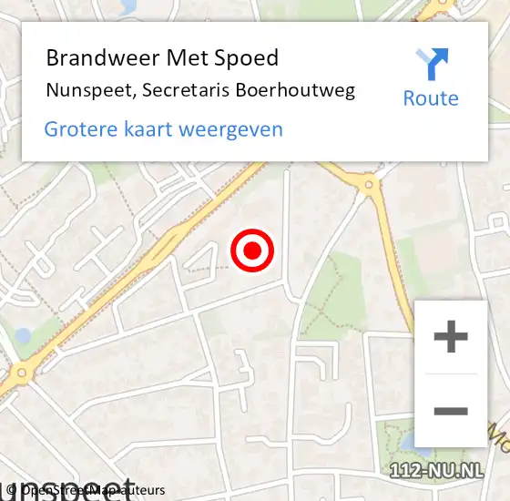 Locatie op kaart van de 112 melding: Brandweer Met Spoed Naar Nunspeet, Secretaris Boerhoutweg op 10 augustus 2023 17:00