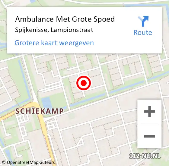 Locatie op kaart van de 112 melding: Ambulance Met Grote Spoed Naar Spijkenisse, Lampionstraat op 10 augustus 2023 17:03