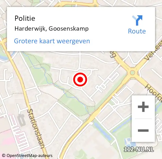 Locatie op kaart van de 112 melding: Politie Harderwijk, Goosenskamp op 10 augustus 2023 17:29