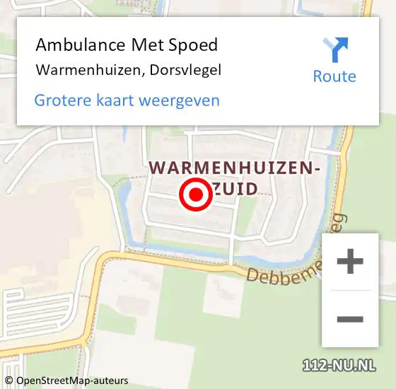 Locatie op kaart van de 112 melding: Ambulance Met Spoed Naar Warmenhuizen, Dorsvlegel op 10 augustus 2023 17:34