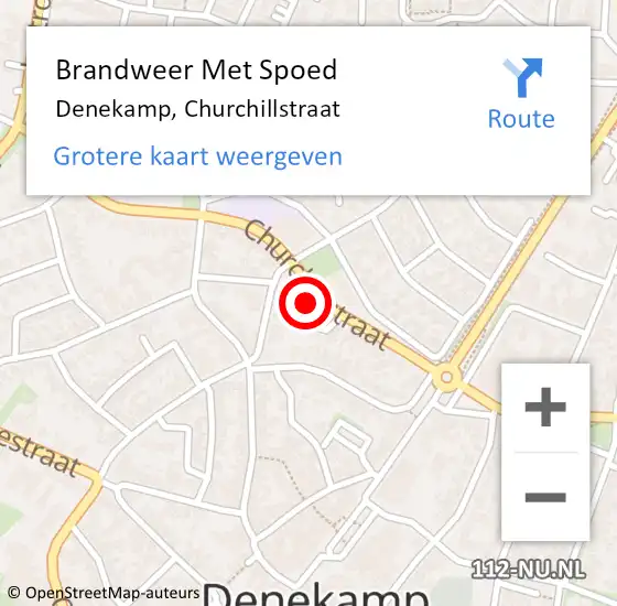 Locatie op kaart van de 112 melding: Brandweer Met Spoed Naar Denekamp, Churchillstraat op 10 augustus 2023 18:18