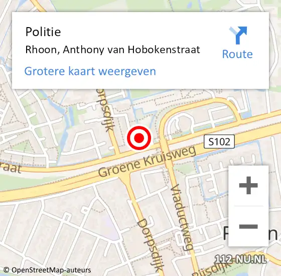 Locatie op kaart van de 112 melding: Politie Rhoon, Anthony van Hobokenstraat op 10 augustus 2023 18:32