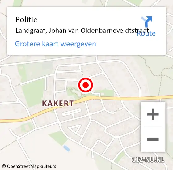 Locatie op kaart van de 112 melding: Politie Landgraaf, Johan van Oldenbarneveldtstraat op 10 augustus 2023 18:34